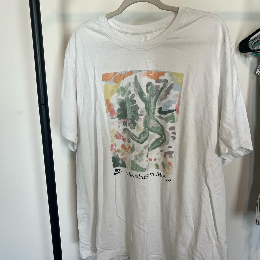 Nike White T-Shirt with Abstract Design